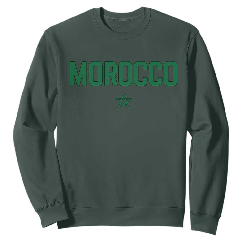 Morocco Star Flag Minimalist Moroccan Pride Sweatshirt TS02 Dark Forest Green Print Your Wear