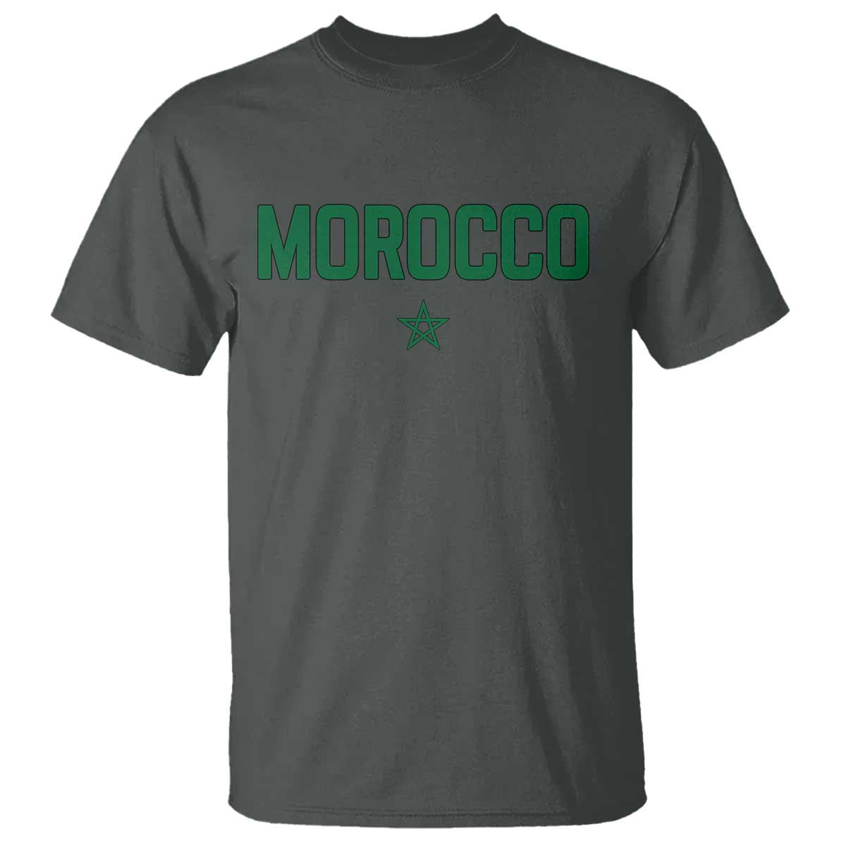 Morocco Star Flag Minimalist Moroccan Pride T Shirt TS02 Dark Heather Print Your Wear