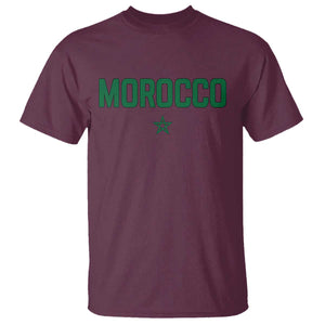 Morocco Star Flag Minimalist Moroccan Pride T Shirt TS02 Maroon Print Your Wear