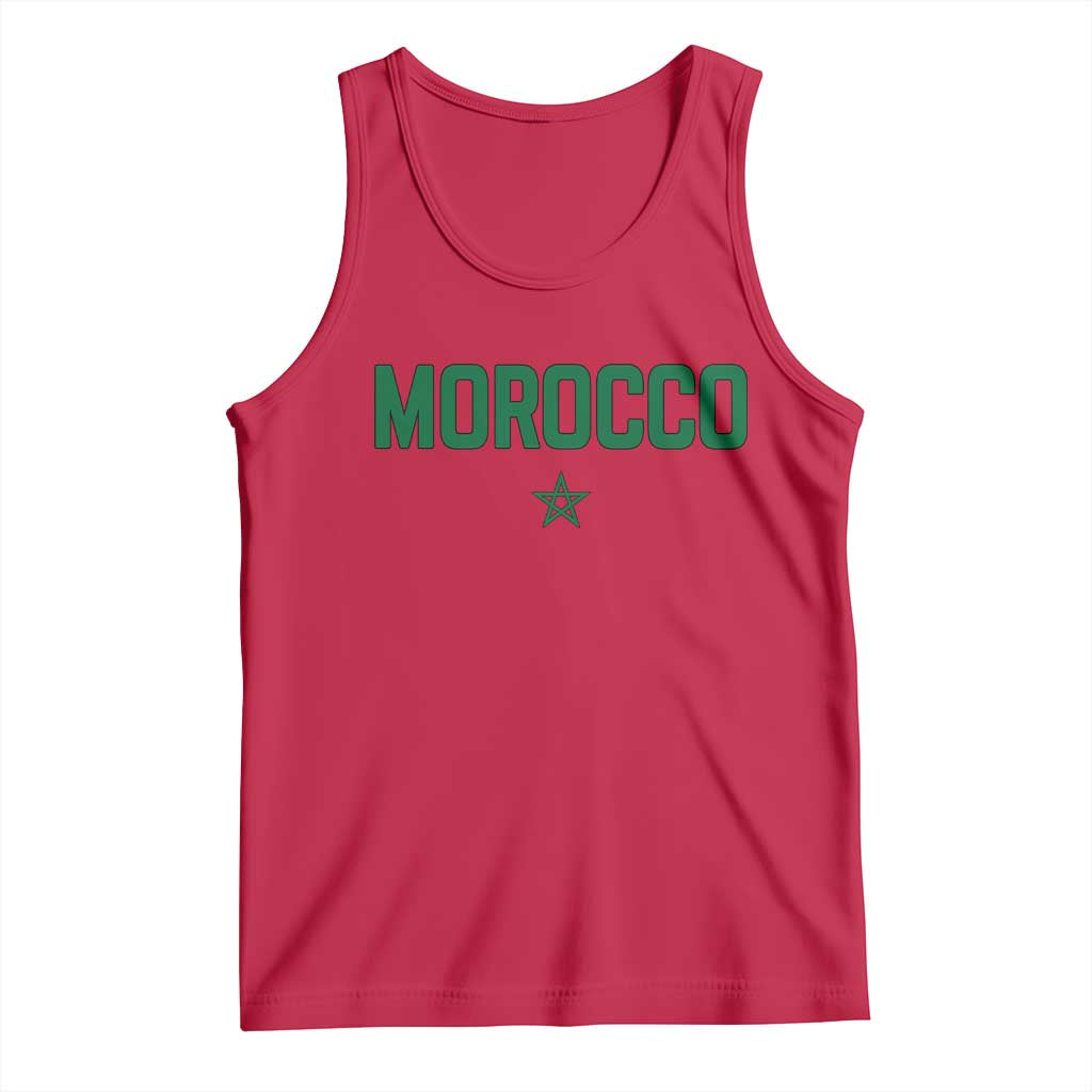 Morocco Star Flag Minimalist Moroccan Pride Tank Top TS02 Red Print Your Wear