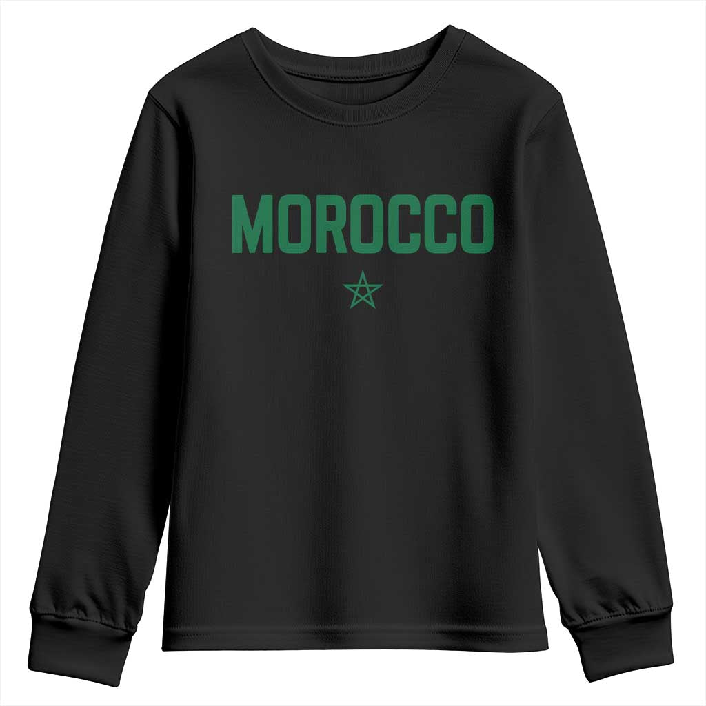 Morocco Star Flag Minimalist Moroccan Pride Youth Sweatshirt TS02 Black Print Your Wear