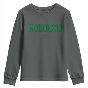 Morocco Star Flag Minimalist Moroccan Pride Youth Sweatshirt TS02 Dark Heather Print Your Wear