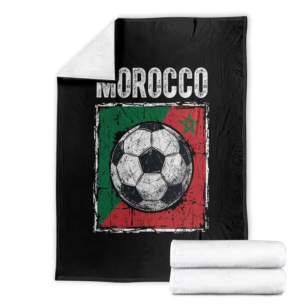 Vintage Morocco Soccer Flag Throw Blanket Moroccan Football Fans National Pride Sports TS02 Black Print Your Wear
