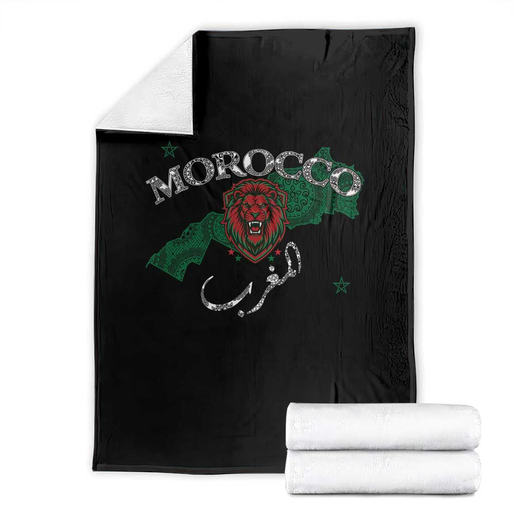 Morocco Lion Maghrib Moroccan Spirit Heritage Throw Blanket TS02 Black Print Your Wear