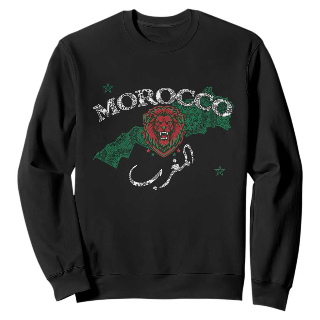 Morocco Lion Maghrib Moroccan Spirit Heritage Sweatshirt TS02 Black Print Your Wear