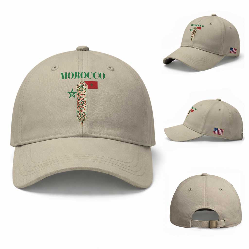 Traditional Moroccan Mosaic Archway Graphic Baseball Cap Morocco Architecture Tile Pattern TS02 Baseball Cap Universal Fit Beige Print Your Wear