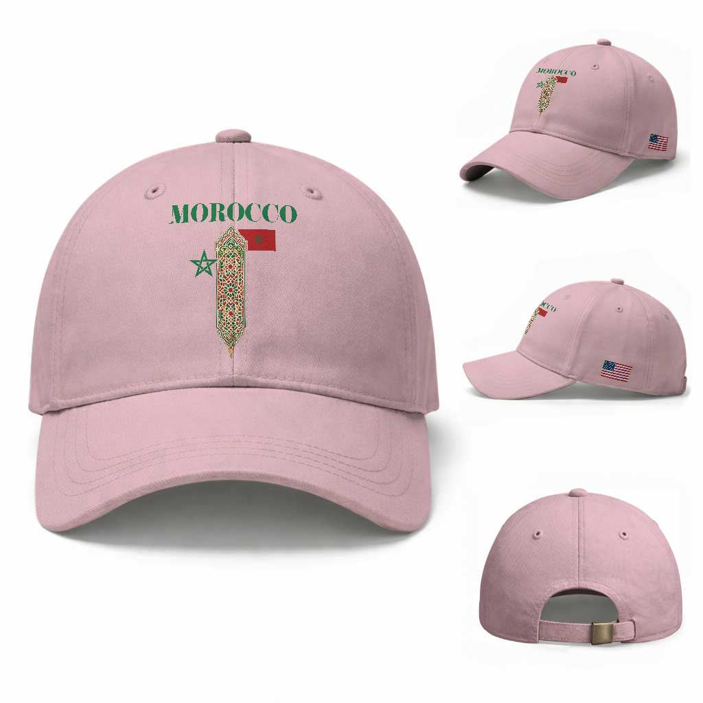 Traditional Moroccan Mosaic Archway Graphic Baseball Cap Morocco Architecture Tile Pattern TS02 Baseball Cap Universal Fit Light Pink Print Your Wear