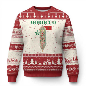Traditional Moroccan Mosaic Archway Graphic Ugly Christmas Sweater Morocco Architecture Tile Pattern TS02 Beige Red Print Your Wear