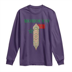 Traditional Moroccan Mosaic Archway Graphic Long Sleeve Shirt Morocco Architecture Tile Pattern TS02 Purple Print Your Wear