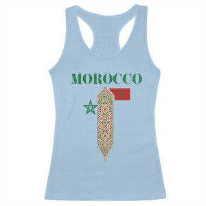 Traditional Moroccan Mosaic Archway Graphic Racerback Tank Top Morocco Architecture Tile Pattern TS02 Light Blue Print Your Wear