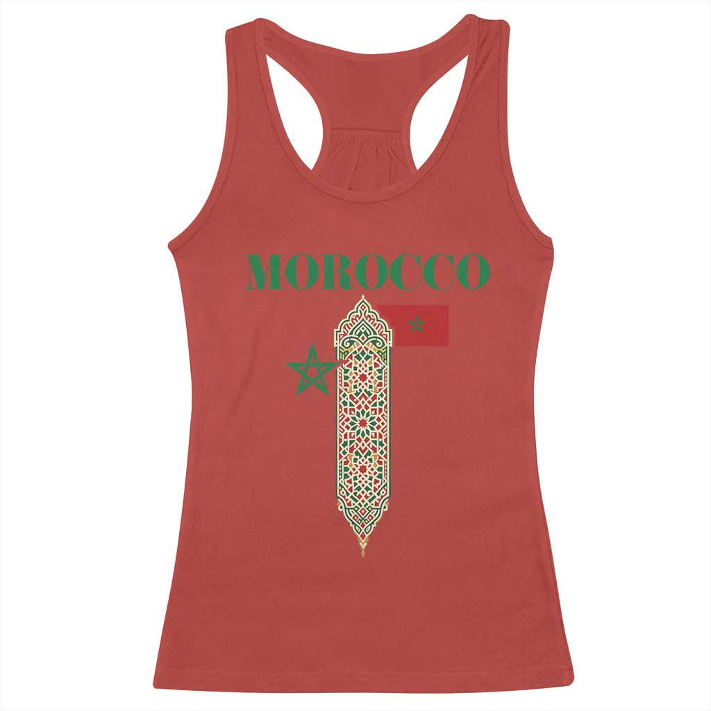 Traditional Moroccan Mosaic Archway Graphic Racerback Tank Top Morocco Architecture Tile Pattern TS02 Red Print Your Wear