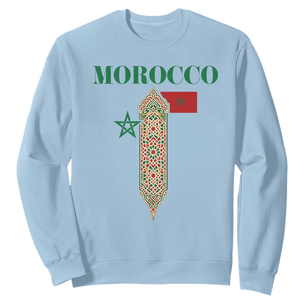 Traditional Moroccan Mosaic Archway Graphic Sweatshirt Morocco Architecture Tile Pattern TS02 Light Blue Print Your Wear
