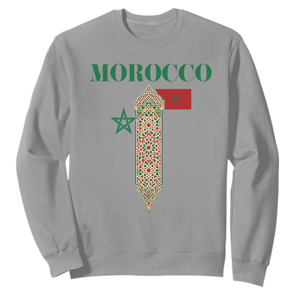 Traditional Moroccan Mosaic Archway Graphic Sweatshirt Morocco Architecture Tile Pattern TS02 Sport Gray Print Your Wear