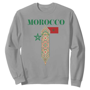 Traditional Moroccan Mosaic Archway Graphic Sweatshirt Morocco Architecture Tile Pattern TS02 Sport Gray Print Your Wear