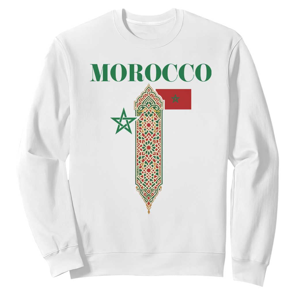 Traditional Moroccan Mosaic Archway Graphic Sweatshirt Morocco Architecture Tile Pattern TS02 White Print Your Wear