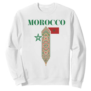 Traditional Moroccan Mosaic Archway Graphic Sweatshirt Morocco Architecture Tile Pattern TS02 White Print Your Wear