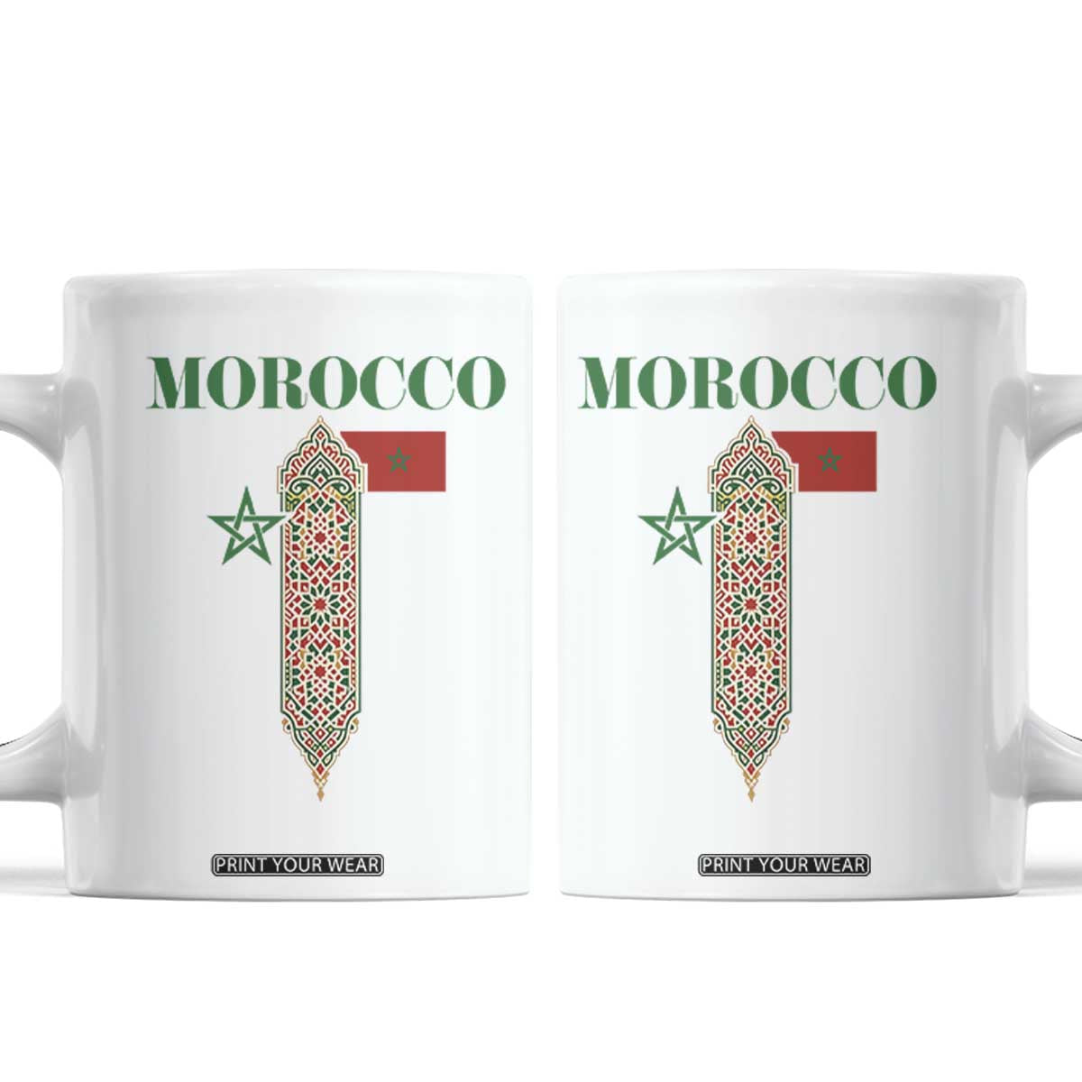 Traditional Moroccan Mosaic Archway Graphic Coffee Mug Morocco Architecture Tile Pattern TS02 White Print Your Wear
