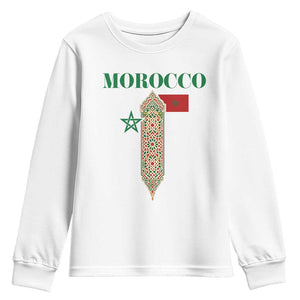 Traditional Moroccan Mosaic Archway Graphic Youth Sweatshirt Morocco Architecture Tile Pattern TS02 White Print Your Wear