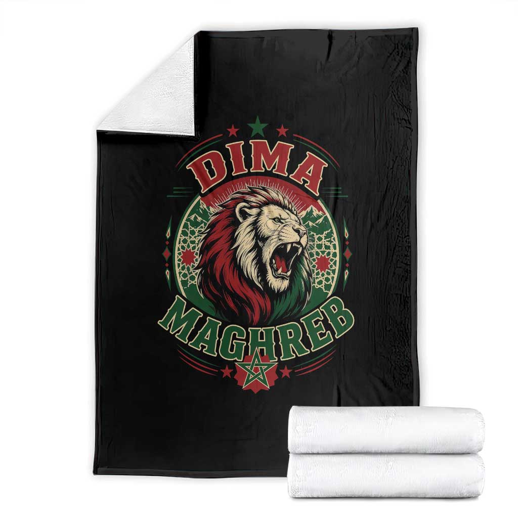 Dima Maghreb Morocco Lion Roar Throw Blanket Proud Patriotic Moroccan Spirit Heritage Support TS02 Black Print Your Wear
