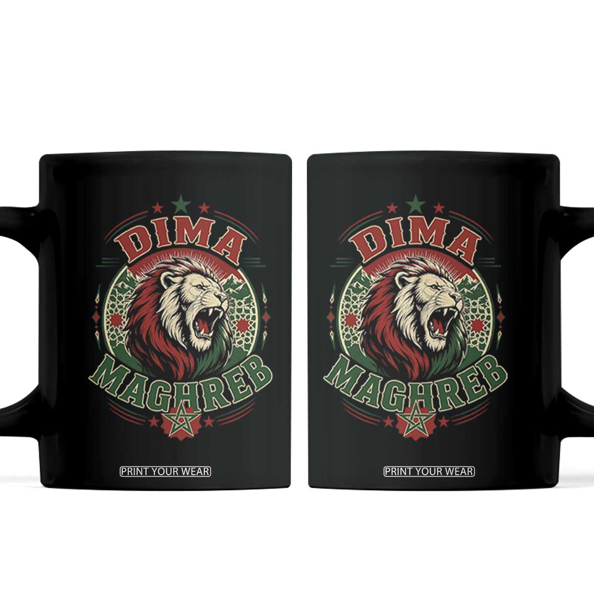 Dima Maghreb Morocco Lion Roar Coffee Mug Proud Patriotic Moroccan Spirit Heritage Support TS02 Black Print Your Wear