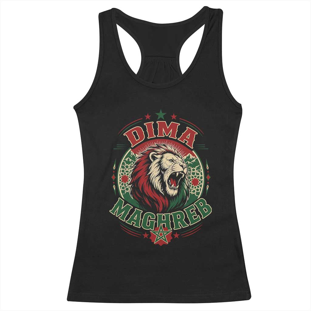 Dima Maghreb Morocco Lion Roar Racerback Tank Top Proud Patriotic Moroccan Spirit Heritage Support TS02 Black Print Your Wear