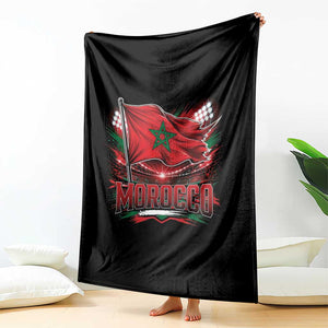 Waving Morocco Flag Stadium Lights Throw Blanket Patriotic Moroccan Soccer Fans TS02 Print Your Wear