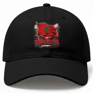 Waving Morocco Flag Stadium Lights Baseball Cap Patriotic Moroccan Soccer Fans TS02 Print Your Wear