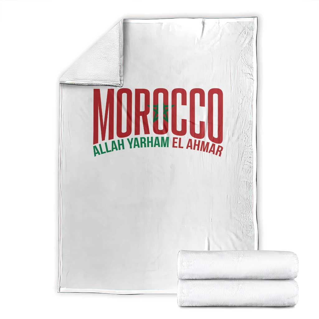 Morocco Flag Pride Allah Yarham El Ahmar Throw Blanket Moroccan Soccer Football Fans Gift TS02 White Print Your Wear