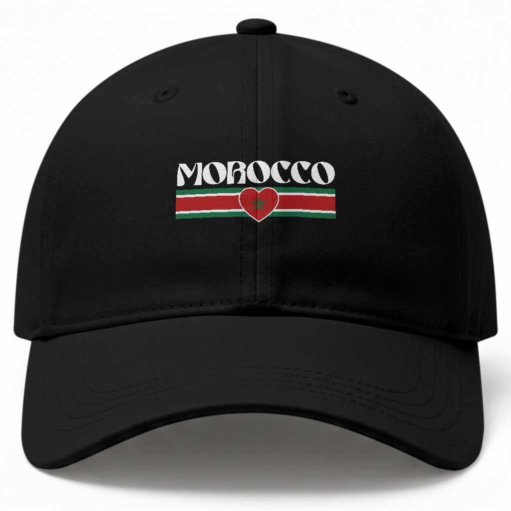 Love Morocco Retro Stripe Graphic Baseball Cap Maroc Moroccan Flag Heart TS02 Print Your Wear