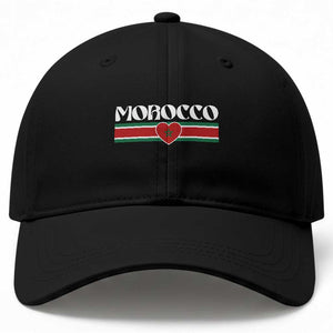 Love Morocco Retro Stripe Graphic Baseball Cap Maroc Moroccan Flag Heart TS02 Print Your Wear