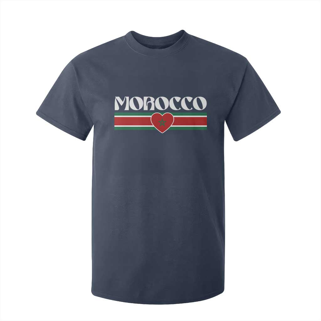 Love Morocco Retro Stripe Graphic T Shirt For Kid Maroc Moroccan Flag Heart TS02 Navy Print Your Wear