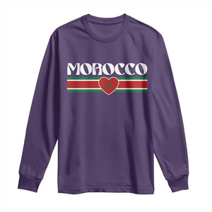 Love Morocco Retro Stripe Graphic Long Sleeve Shirt Maroc Moroccan Flag Heart TS02 Purple Print Your Wear
