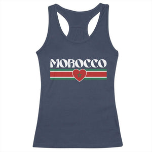 Love Morocco Retro Stripe Graphic Racerback Tank Top Maroc Moroccan Flag Heart TS02 Navy Print Your Wear