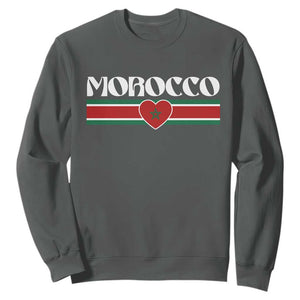 Love Morocco Retro Stripe Graphic Sweatshirt Maroc Moroccan Flag Heart TS02 Dark Heather Print Your Wear