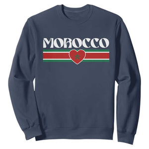 Love Morocco Retro Stripe Graphic Sweatshirt Maroc Moroccan Flag Heart TS02 Navy Print Your Wear