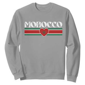 Love Morocco Retro Stripe Graphic Sweatshirt Maroc Moroccan Flag Heart TS02 Sport Gray Print Your Wear