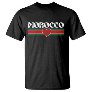 Love Morocco Retro Stripe Graphic T Shirt Maroc Moroccan Flag Heart TS02 Black Print Your Wear