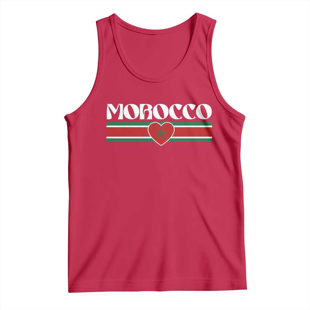 Love Morocco Retro Stripe Graphic Tank Top Maroc Moroccan Flag Heart TS02 Red Print Your Wear