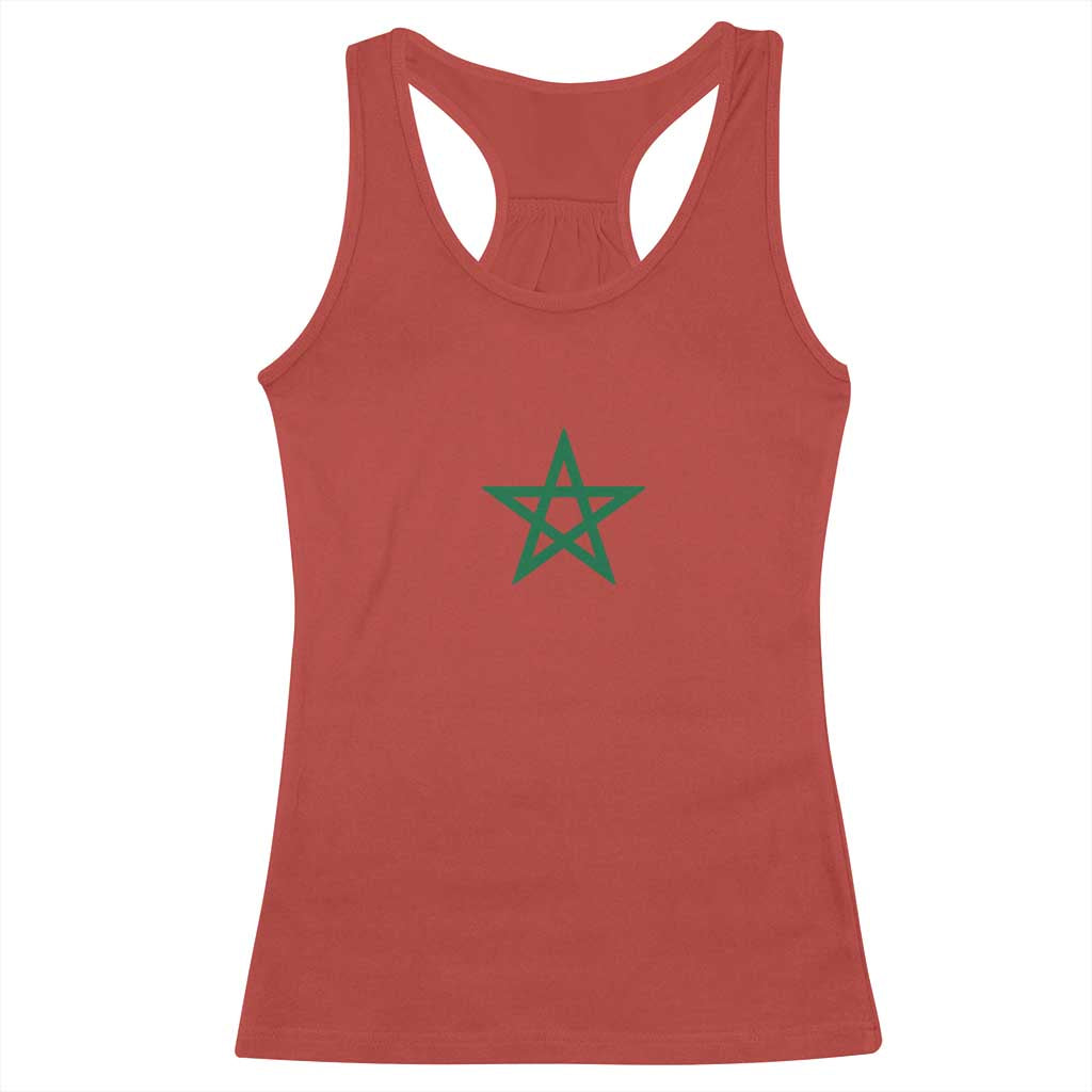 Minimalist Morocco Flag Star Racerback Tank Top Proud Moroccan Heritage Cultural Roots Pride TS02 Red Print Your Wear
