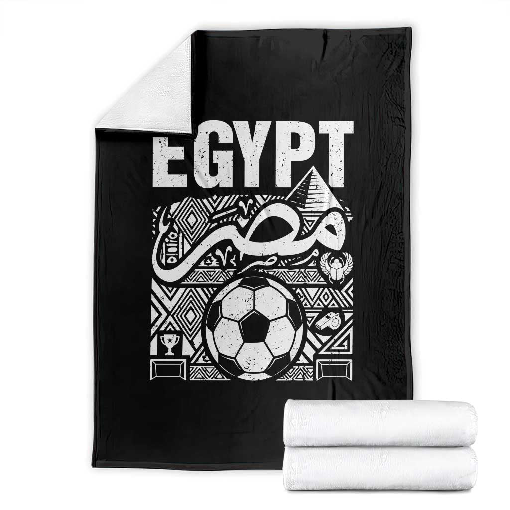 Egypt Soccer Misr Pride Arabic Calligraphy Throw Blanket Egyptian Football Fans Ancient Pyramid Heritage Graphic TS02 Black Print Your Wear