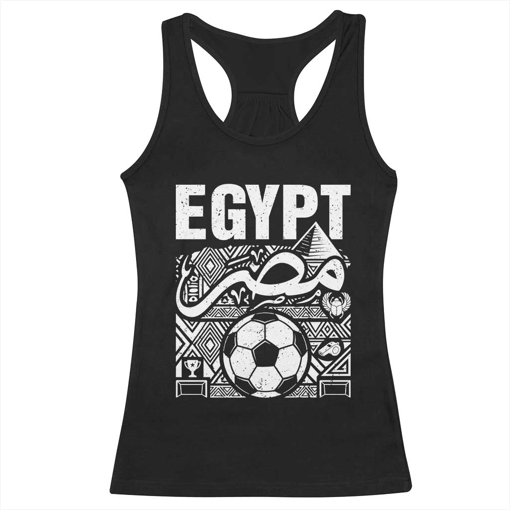Egypt Soccer Misr Pride Arabic Calligraphy Racerback Tank Top Egyptian Football Fans Ancient Pyramid Heritage Graphic TS02 Black Print Your Wear