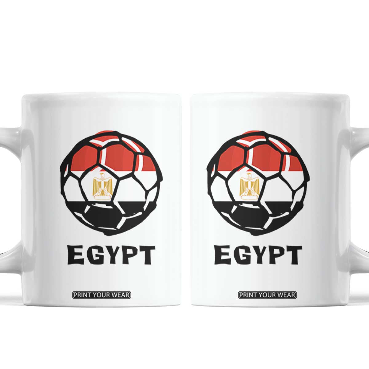 Egyptian Flag Soccer Ball Graphic Coffee Mug Egypt Pride Sports Football Fans Match Day TS02 White Print Your Wear