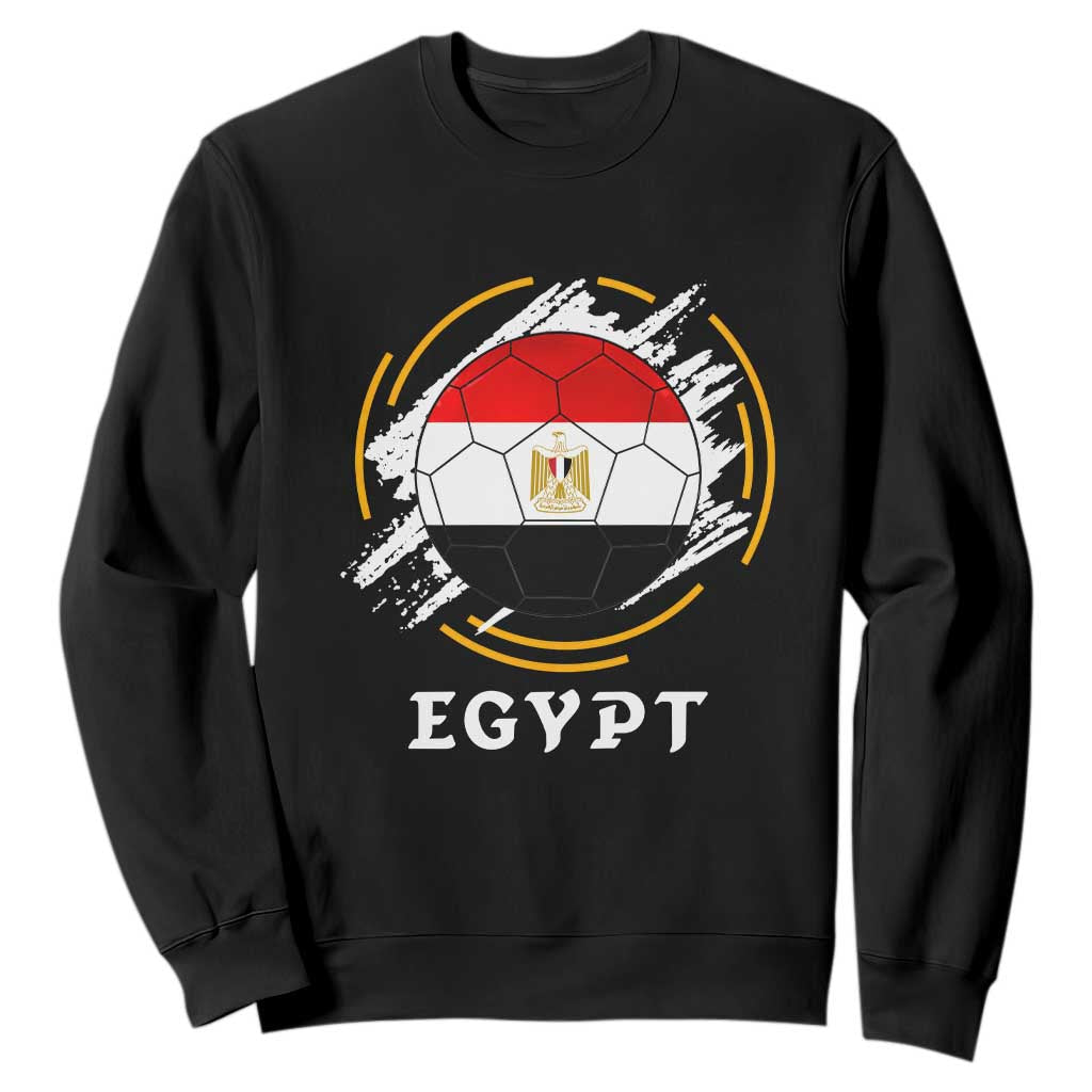 Egyptian Flag Soccer Ball Splatter Graphic Sweatshirt Egypt Pride Sports Football Fans Match Day TS02 Black Print Your Wear