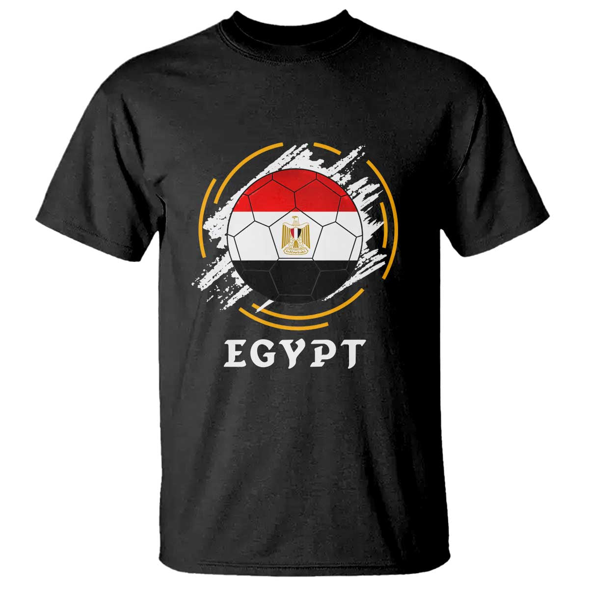 Egyptian Flag Soccer Ball Splatter Graphic T Shirt Egypt Pride Sports Football Fans Match Day TS02 Black Print Your Wear