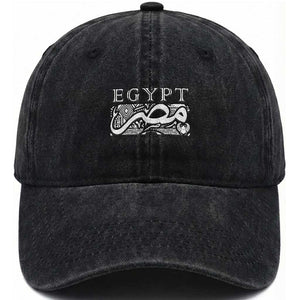 Egypt Misr Arabic Calligraphy Washed Cotton Baseball Cap Vintage Egyptian Heritage Pharaonic Pattern Graphic TS02 Print Your Wear