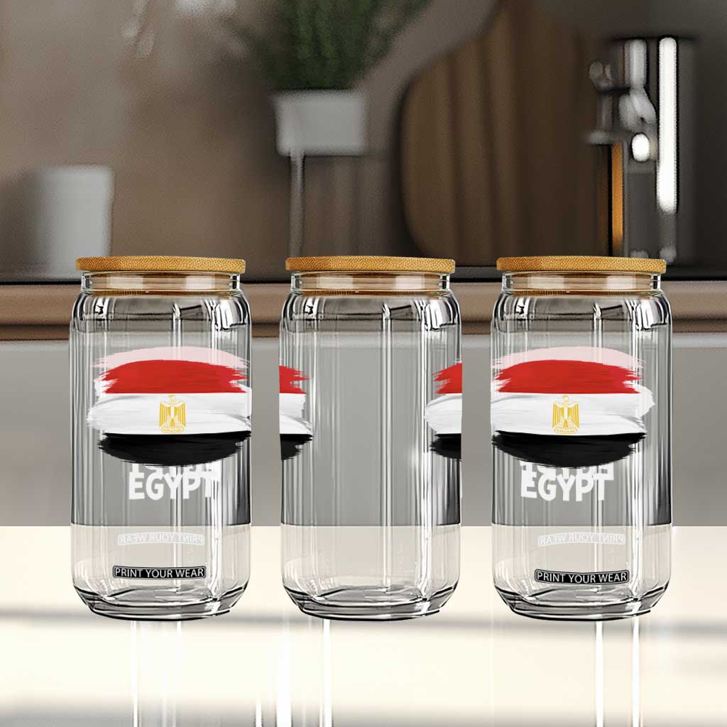 Egypt Flag Misr Pride Glass Can Egyptian Eagle of Saladin Heritage TS02 Print Your Wear