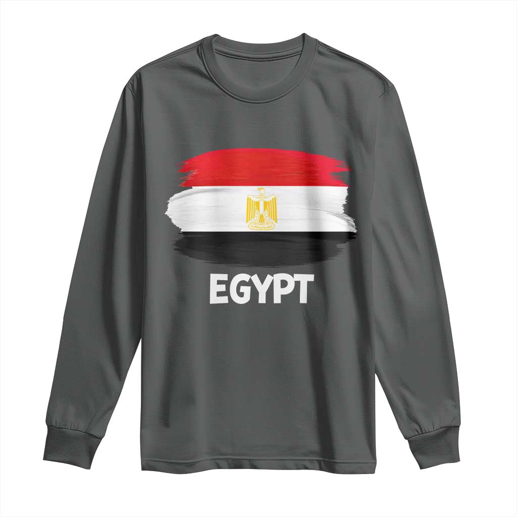 Egypt Flag Misr Pride Long Sleeve Shirt Egyptian Eagle of Saladin Heritage TS02 Dark Heather Print Your Wear