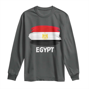 Egypt Flag Misr Pride Long Sleeve Shirt Egyptian Eagle of Saladin Heritage TS02 Dark Heather Print Your Wear