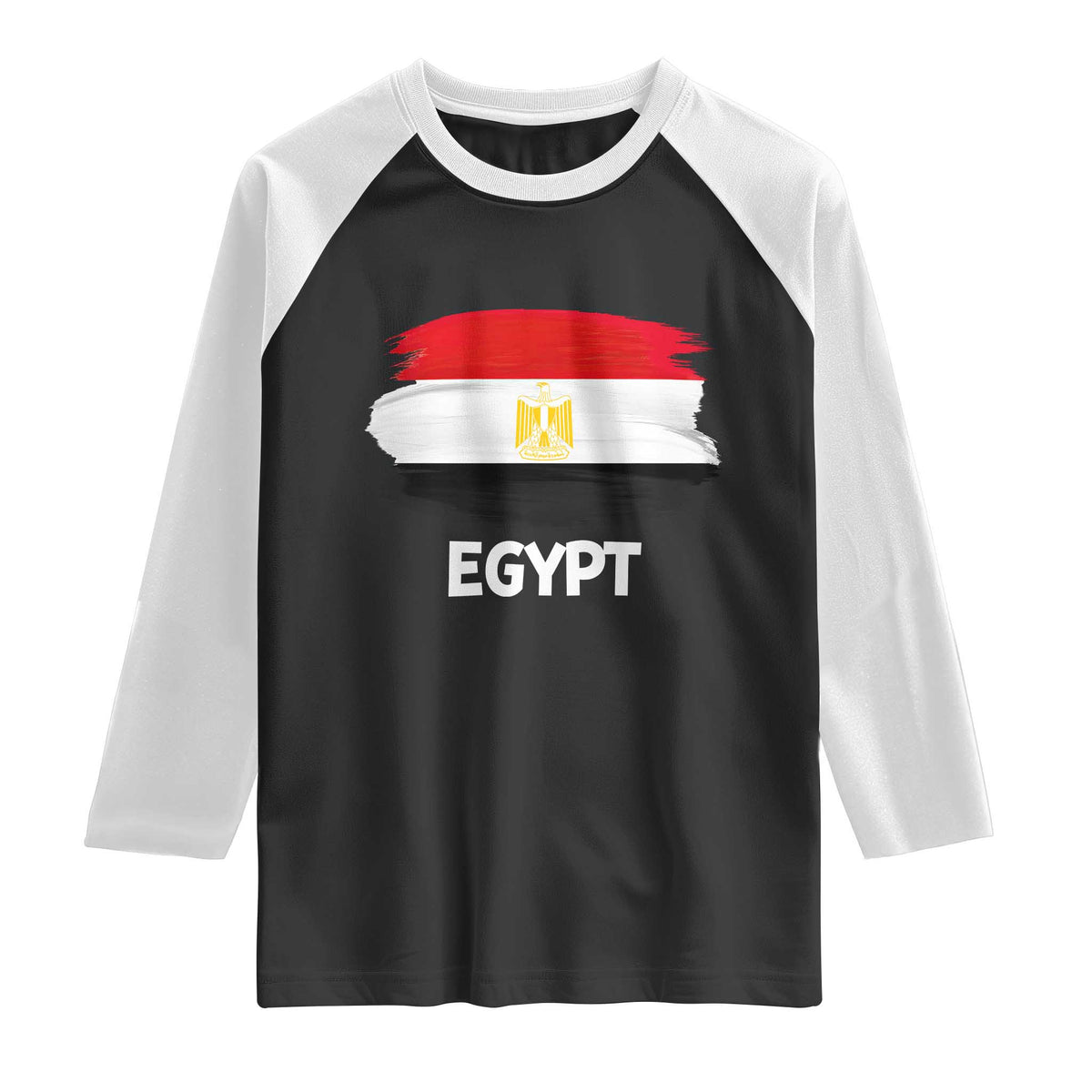 Egypt Flag Misr Pride Raglan Shirt Egyptian Eagle of Saladin Heritage TS02 Black White Print Your Wear