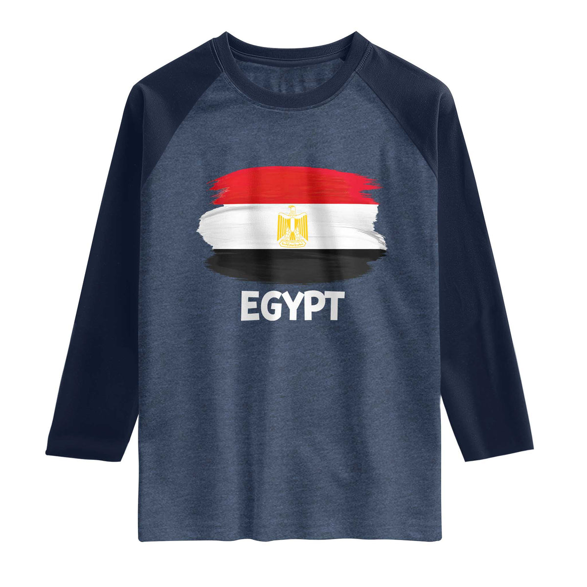 Egypt Flag Misr Pride Raglan Shirt Egyptian Eagle of Saladin Heritage TS02 Heather Denim Navy Print Your Wear